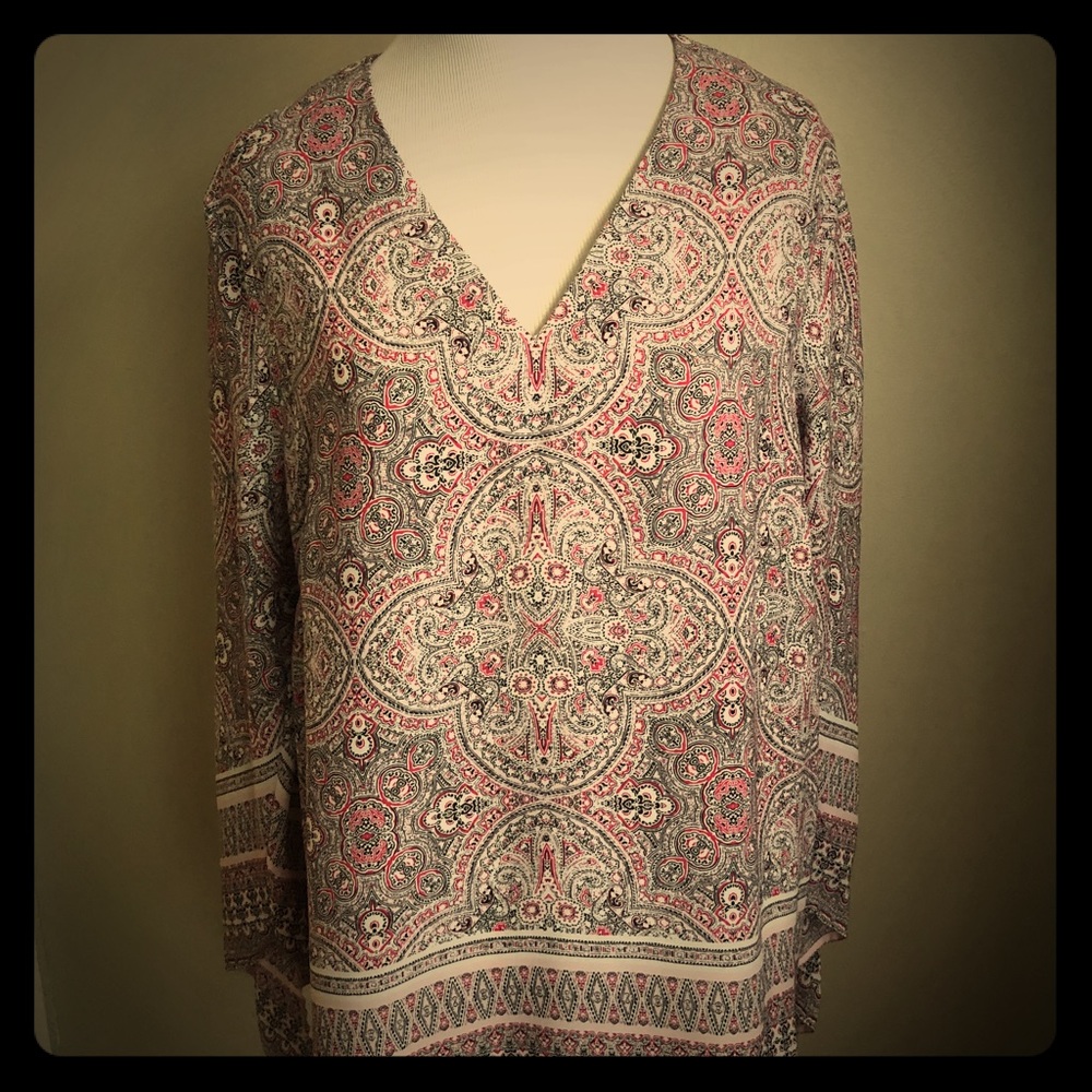 Long sleeve floral print blouse